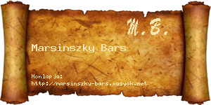 Marsinszky Bars névjegykártya
